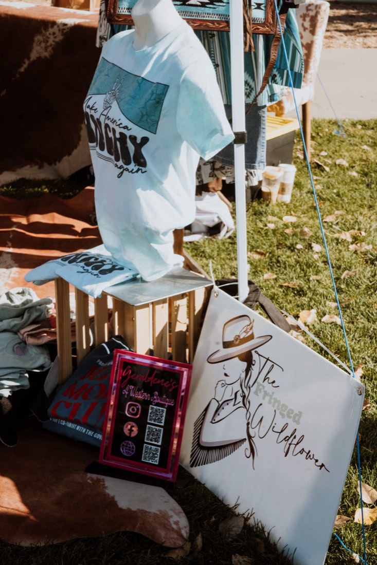 Apparel and gifts at a Fall Fest Marketplace booth