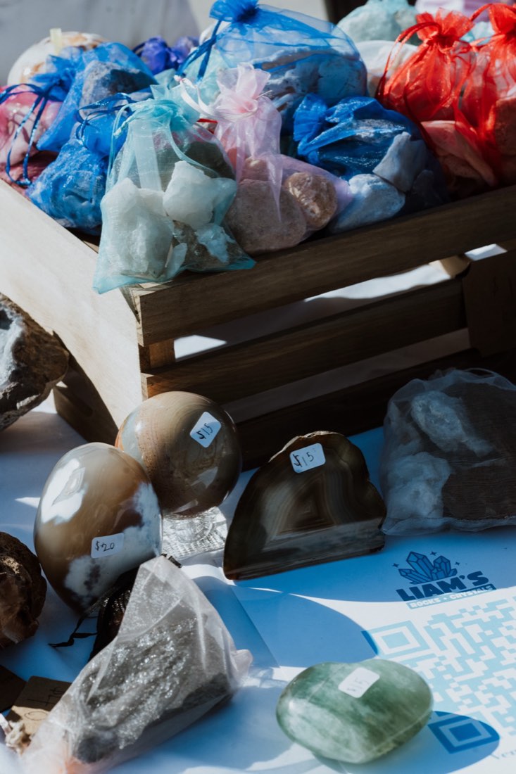 Crystals and handmade soaps at a Fall Fest Marketplace booth