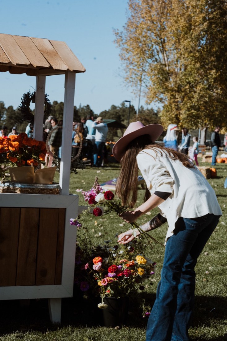 A flower cart at Fall Fest